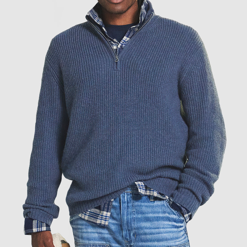 Men's Quarter-Zip Cashmere Blend Jumper