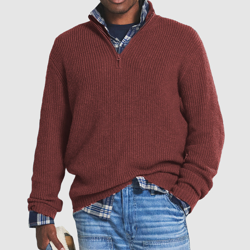 Men's Quarter-Zip Cashmere Blend Jumper