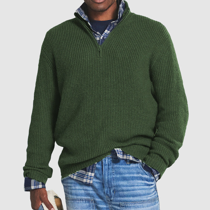 Men's Quarter-Zip Cashmere Blend Jumper