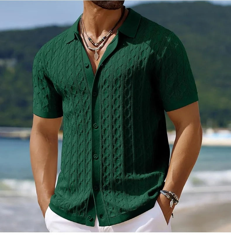 Men's Smart Polo Shirt with Button-Down Collar for Refined Style