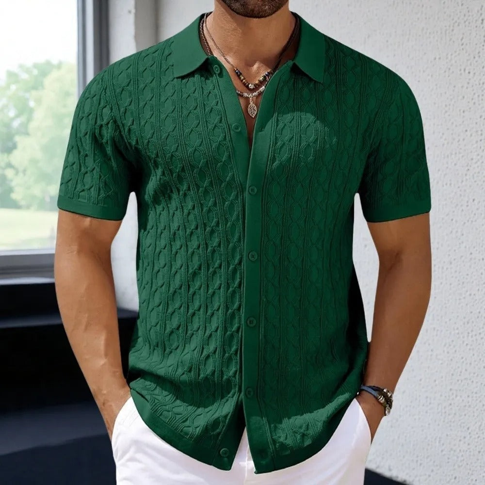 Men's Smart Polo Shirt with Button-Down Collar for Refined Style