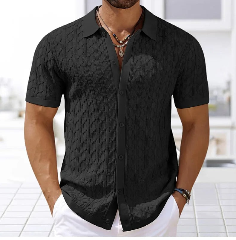 Men's Smart Polo Shirt with Button-Down Collar for Refined Style