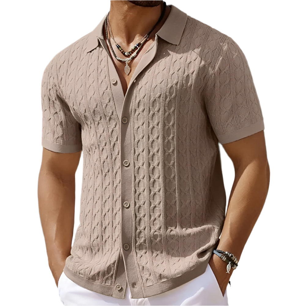Men's Smart Polo Shirt with Button-Down Collar for Refined Style