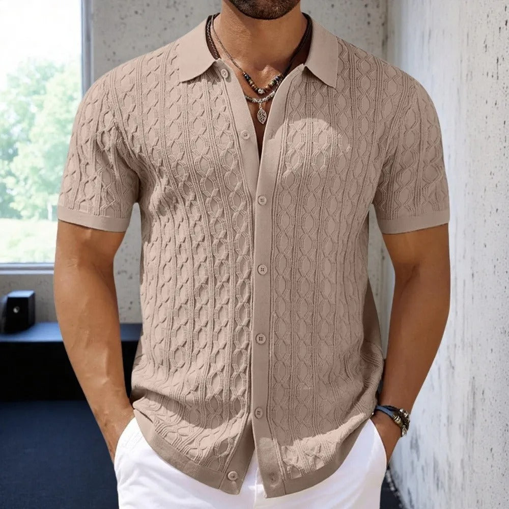 Men's Smart Polo Shirt with Button-Down Collar for Refined Style