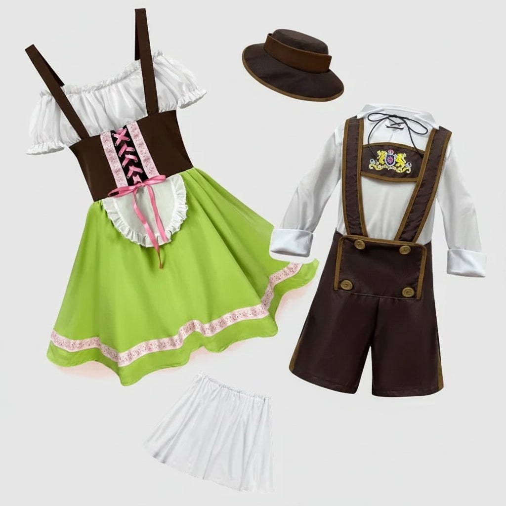 Men's Traditional Bavarian Festival Costume with Shorts and Blouse