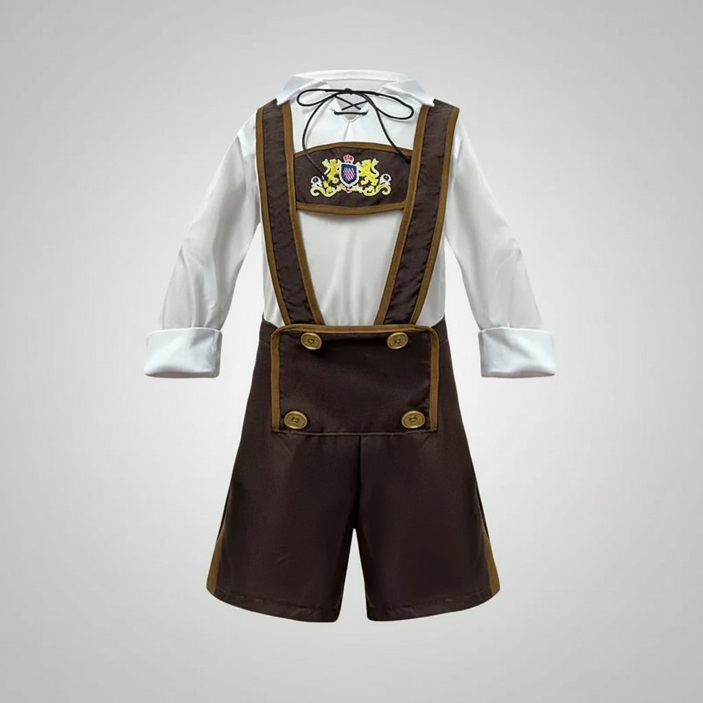 Men's Traditional Bavarian Festival Costume with Shorts and Blouse