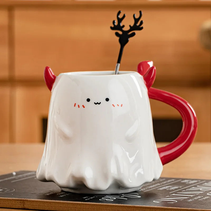 Mini Devil Cartoon Mug with Stirring Stick