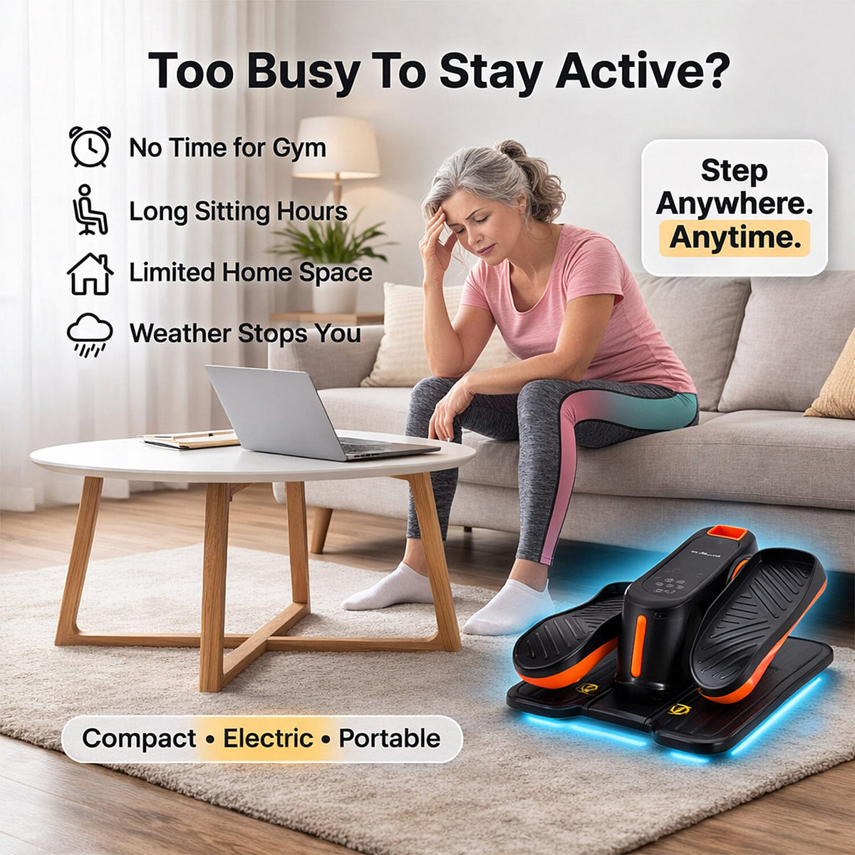 Mini Electric Elliptical Leg Exerciser – Seated Home Exercise