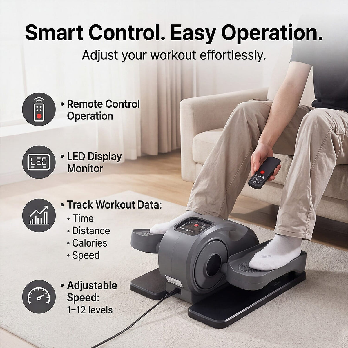 Mini Electric Elliptical Leg Exerciser – Seated Home Exercise