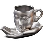 Minimalist Face-Shaped Coffee Cup Set with Tray and Spoon