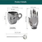 Minimalist Face-Shaped Coffee Cup Set with Tray and Spoon