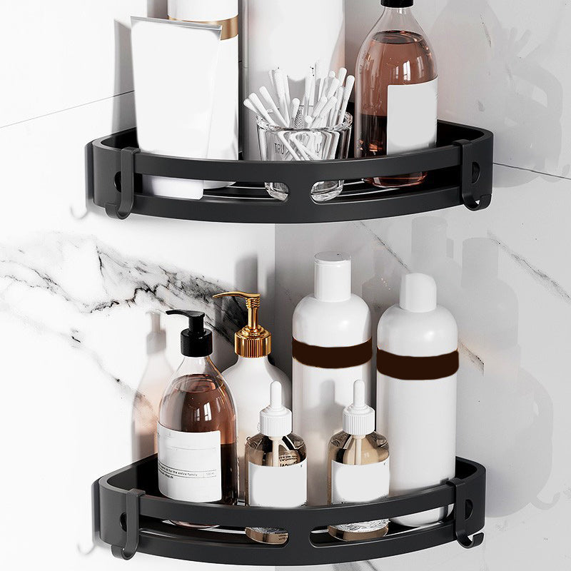 Modern Aluminium Bathroom Accessory Set – Matte Black Shelf, Towel Holder & Paper Holder
