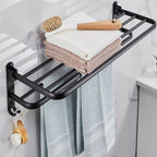 Modern Aluminium Bathroom Accessory Set – Matte Black Shelf, Towel Holder & Paper Holder