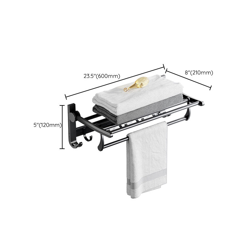 Modern Aluminium Bathroom Accessory Set – Matte Black Shelf, Towel Holder & Paper Holder