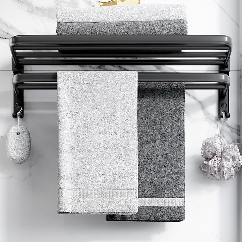 Modern Aluminium Bathroom Accessory Set – Matte Black Shelf, Towel Holder & Paper Holder