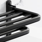 Modern Aluminium Bathroom Accessory Set – Matte Black Shelf, Towel Holder & Paper Holder