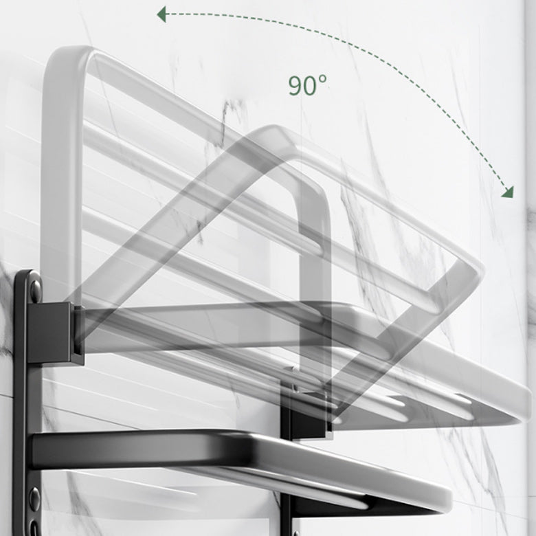 Modern Aluminium Bathroom Accessory Set – Matte Black Shelf, Towel Holder & Paper Holder