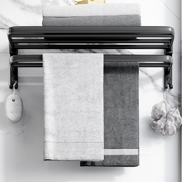 Modern Aluminium Bathroom Accessory Set – Matte Black Shelf, Towel Holder & Paper Holder