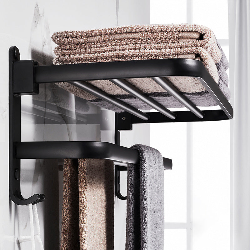 Modern Aluminium Bathroom Accessory Set – Matte Black Shelf, Towel Holder & Paper Holder