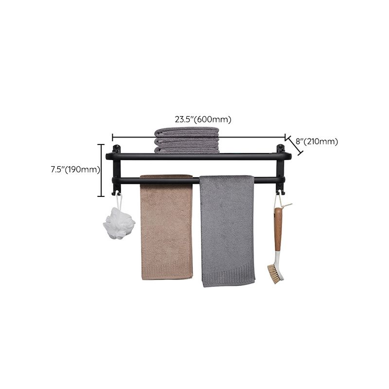 Modern Aluminium Bathroom Accessory Set – Matte Black Shelf, Towel Holder & Paper Holder