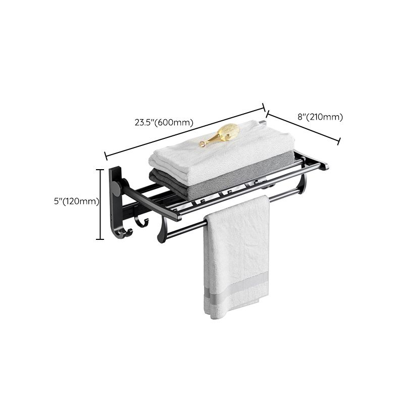 Modern Aluminium Bathroom Accessory Set – Matte Black Shelf, Towel Holder & Paper Holder