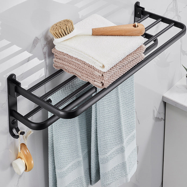 Modern Aluminium Bathroom Accessory Set – Matte Black Shelf, Towel Holder & Paper Holder