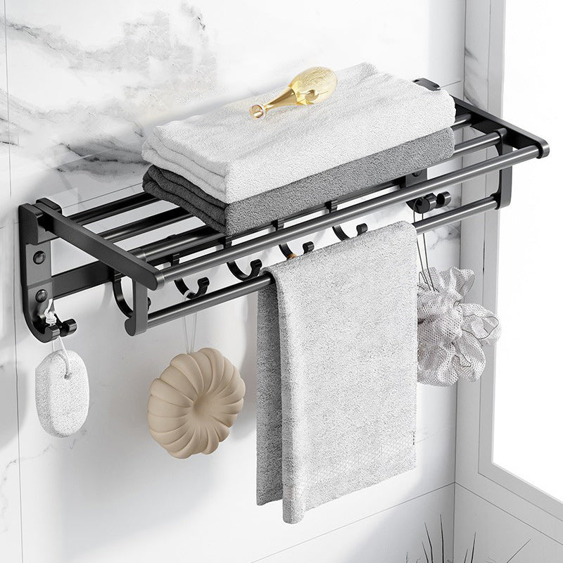 Modern Aluminium Bathroom Accessory Set – Matte Black Shelf, Towel Holder & Paper Holder