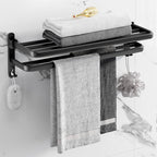 Modern Aluminium Bathroom Accessory Set – Matte Black Shelf, Towel Holder & Paper Holder