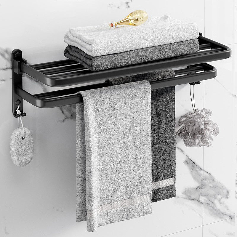 Modern Aluminium Bathroom Accessory Set – Matte Black Shelf, Towel Holder & Paper Holder