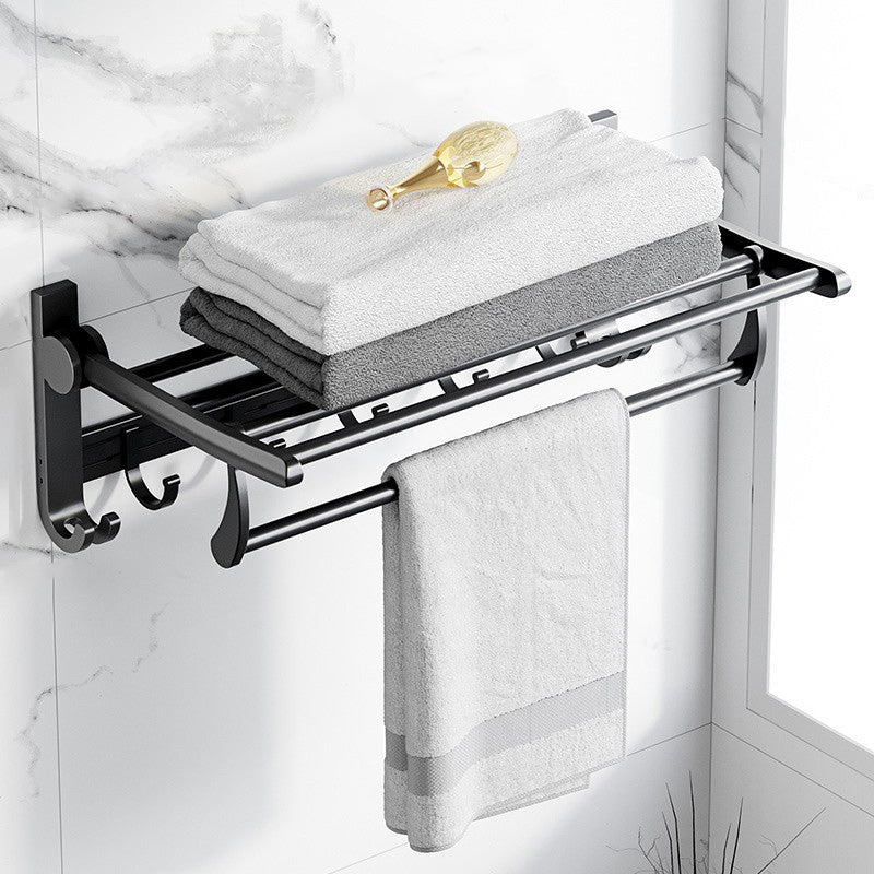 Modern Aluminium Bathroom Accessory Set – Matte Black Shelf, Towel Holder & Paper Holder