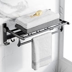 Modern Aluminium Bathroom Accessory Set – Matte Black Shelf, Towel Holder & Paper Holder