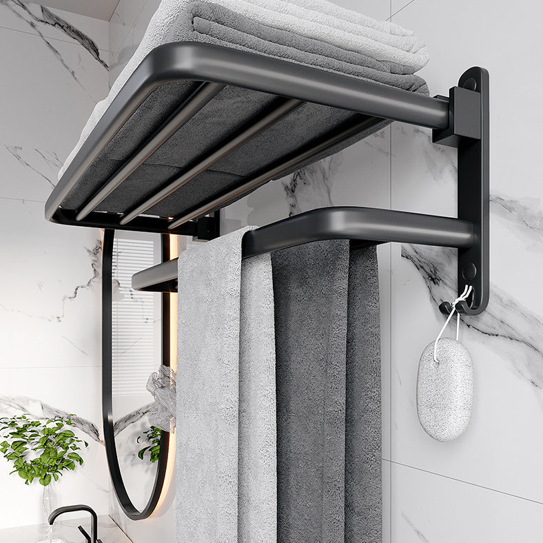 Modern Aluminium Bathroom Accessory Set – Matte Black Shelf, Towel Holder & Paper Holder
