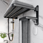 Modern Aluminium Bathroom Accessory Set – Matte Black Shelf, Towel Holder & Paper Holder