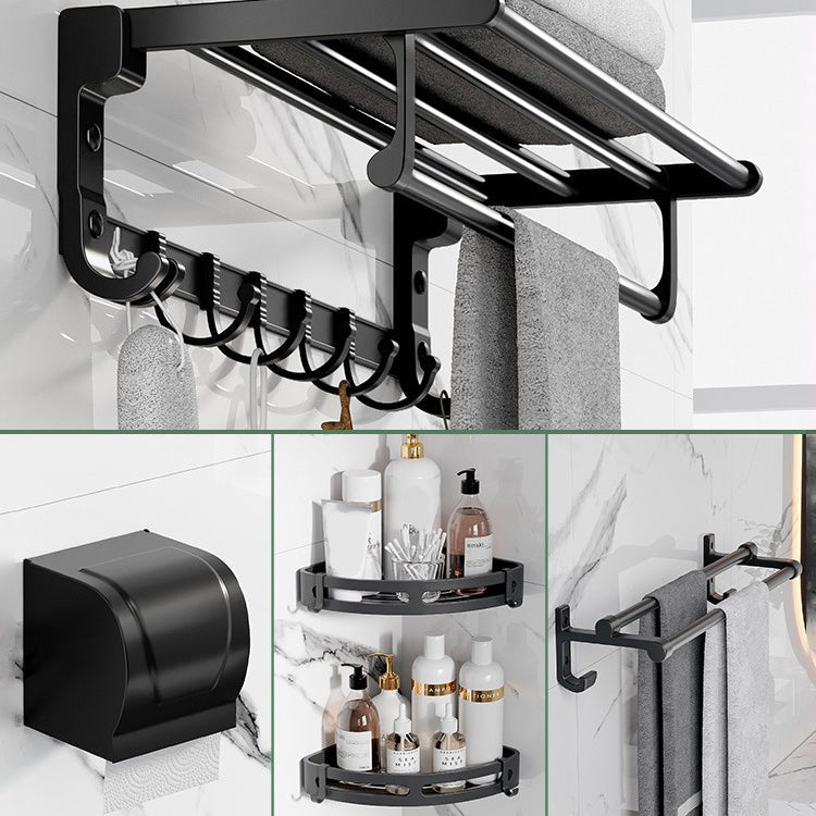 Modern Aluminium Bathroom Accessory Set – Matte Black Shelf, Towel Holder & Paper Holder
