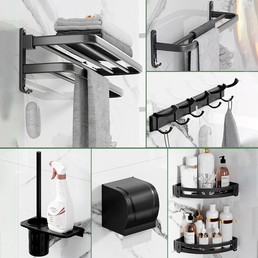 Modern Aluminium Bathroom Accessory Set – Matte Black Shelf, Towel Holder & Paper Holder