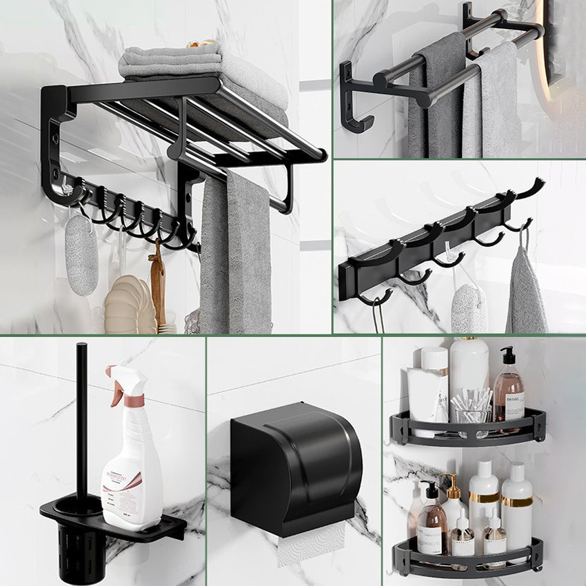 Modern Aluminium Bathroom Accessory Set – Matte Black Shelf, Towel Holder & Paper Holder