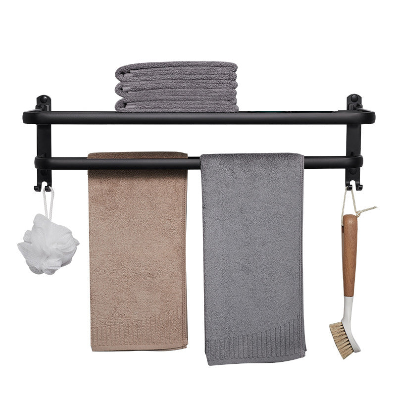 Modern Aluminium Bathroom Accessory Set – Matte Black Shelf, Towel Holder & Paper Holder