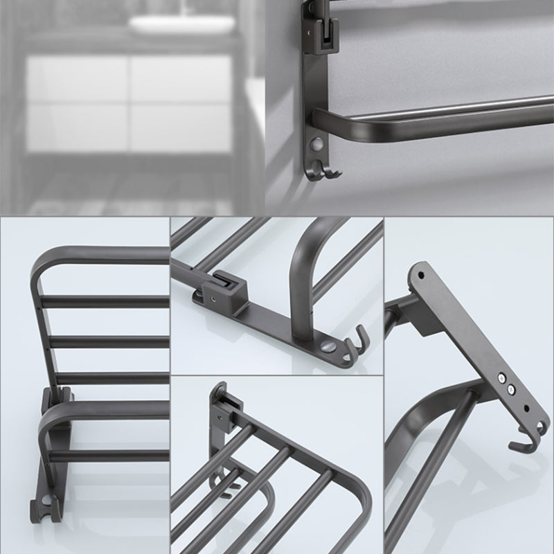 Modern grey bathroom fixture set – towel bar, shelf and accessories