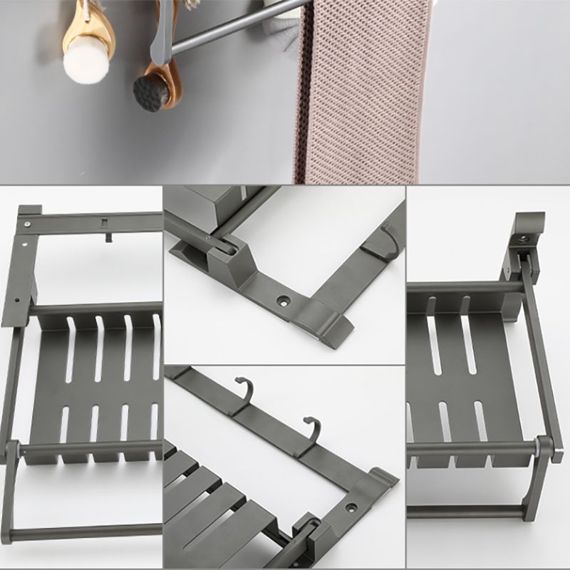 Modern grey bathroom fixture set – towel bar, shelf and accessories