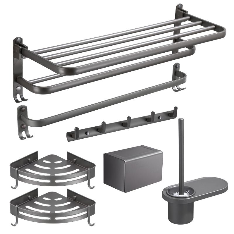 Modern grey bathroom fixture set – towel bar, shelf and accessories
