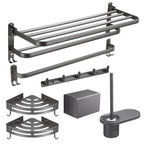 Modern grey bathroom fixture set – towel bar, shelf and accessories