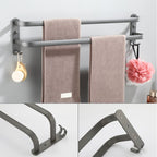 Modern grey bathroom fixture set – towel bar, shelf and accessories