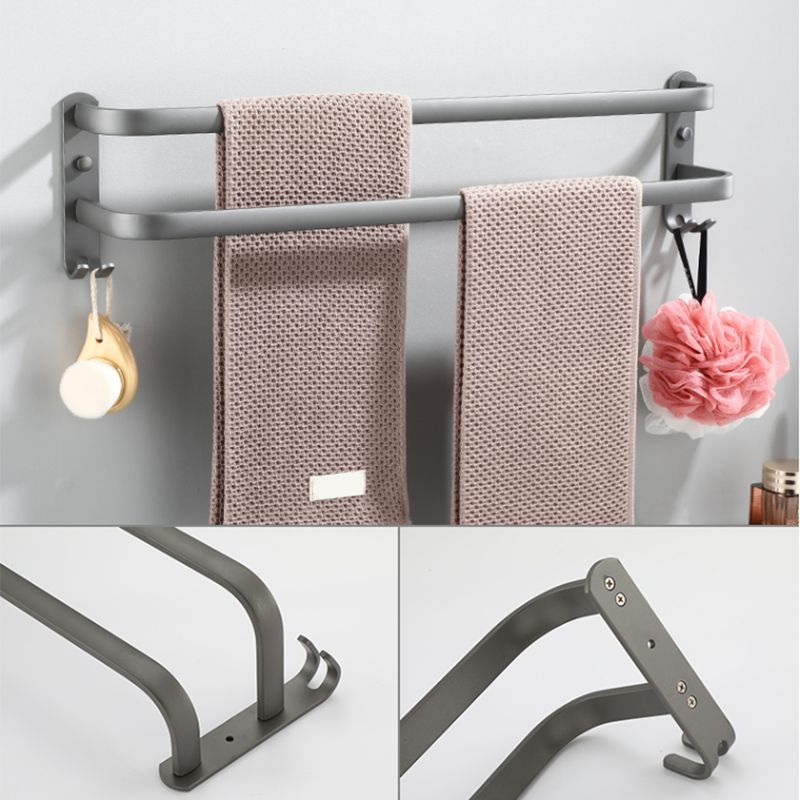 Modern grey bathroom fixture set – towel bar, shelf and accessories