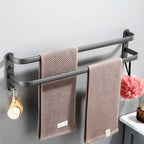 Modern grey bathroom fixture set – towel bar, shelf and accessories