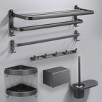 Modern grey bathroom fixture set – towel bar, shelf and accessories