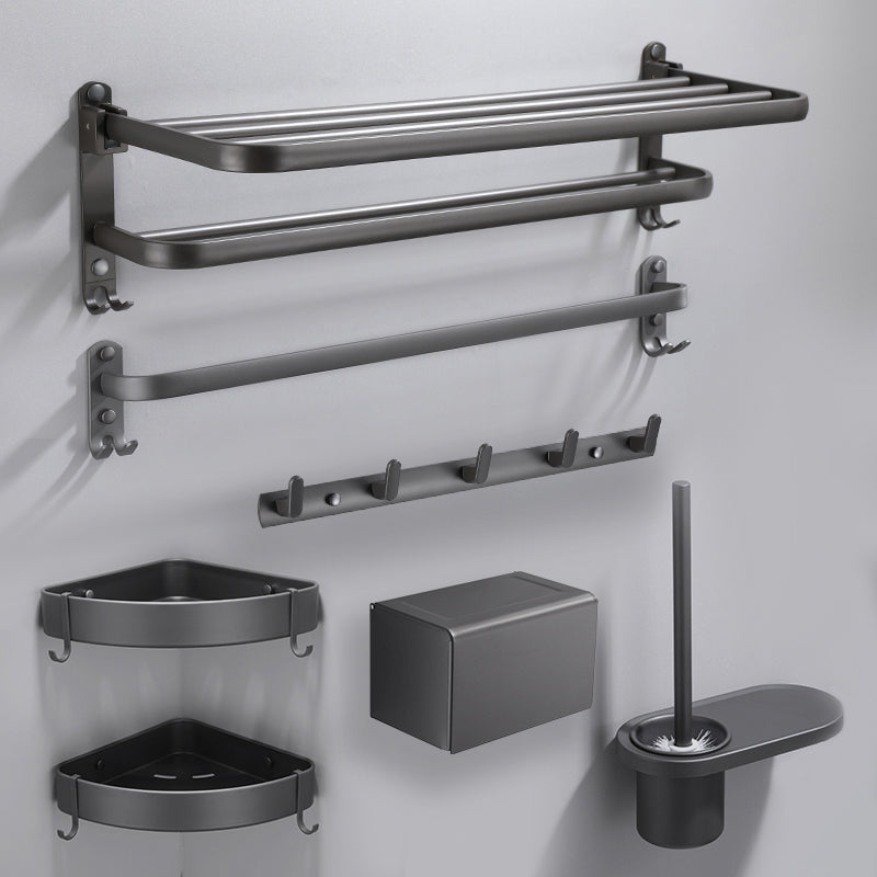 Modern grey bathroom fixture set – towel bar, shelf and accessories
