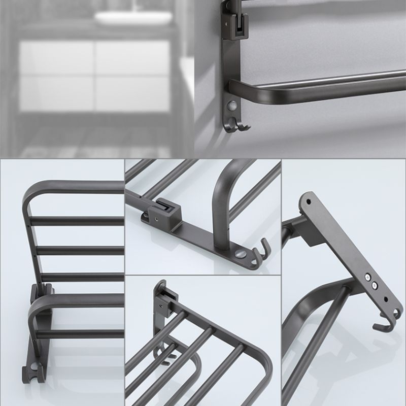 Modern grey bathroom fixture set – towel bar, shelf and accessories