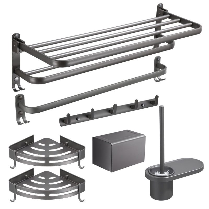 Modern grey bathroom fixture set – towel bar, shelf and accessories