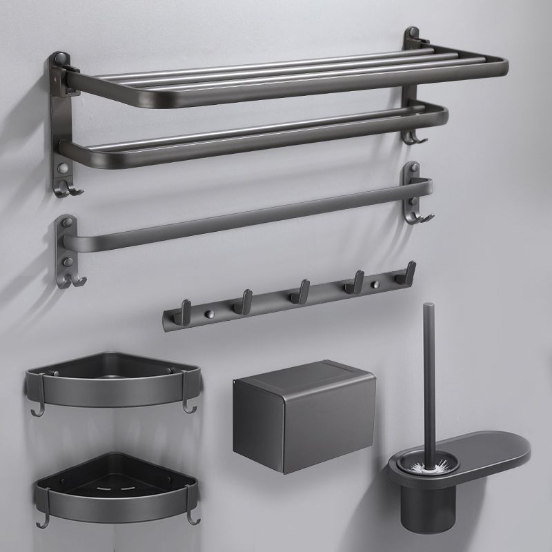 Modern grey bathroom fixture set – towel bar, shelf and accessories