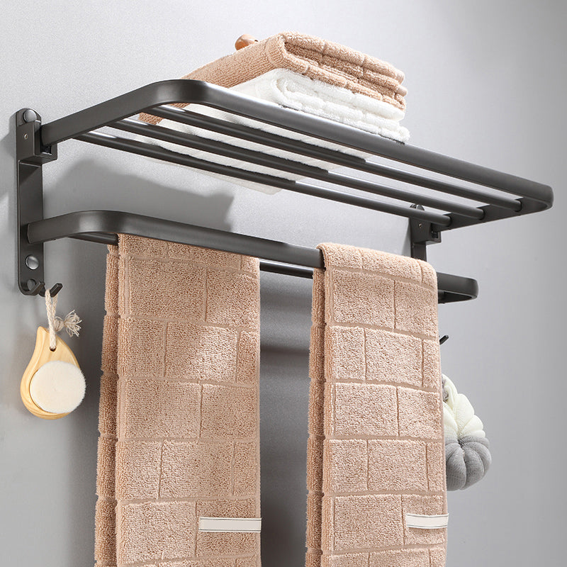 Modern grey bathroom fixture set – towel bar, shelf and accessories